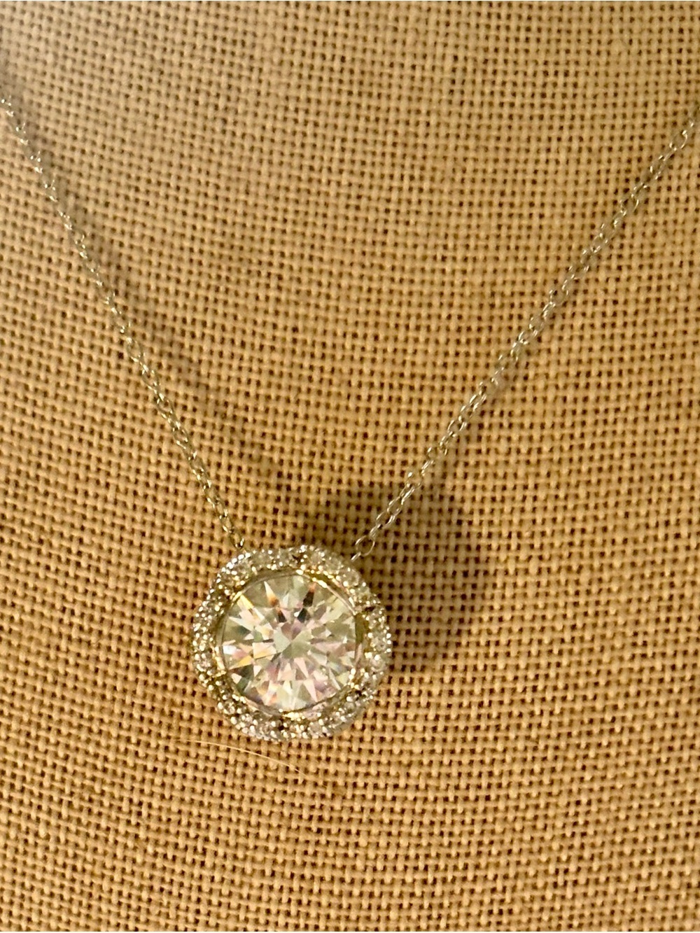 Classic Round Halo Pendant Necklace in rhodium over Sterling silver 925